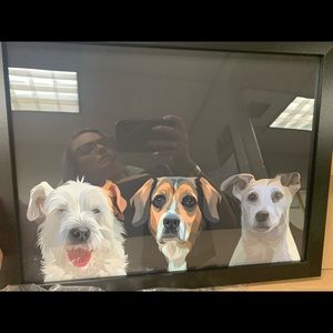 Cute 24 x 36 framed picture of dogs.